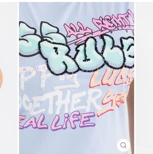 Women's Short Sleeve Graphic Tee - Light Blue